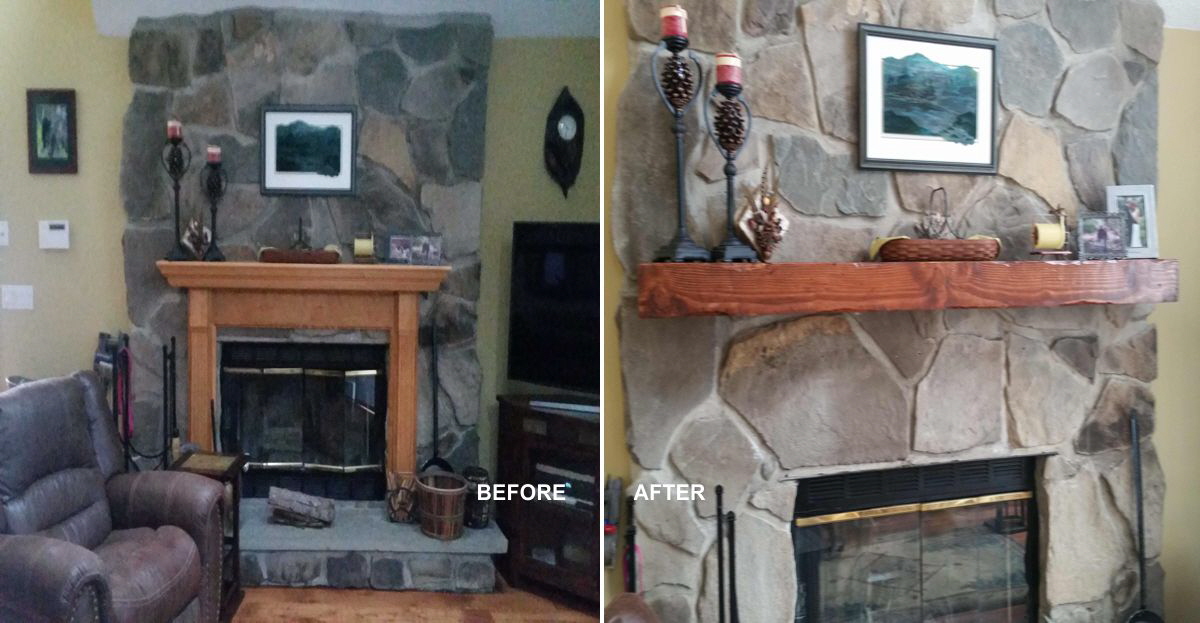 Interior fireplace refurbished with new mantel